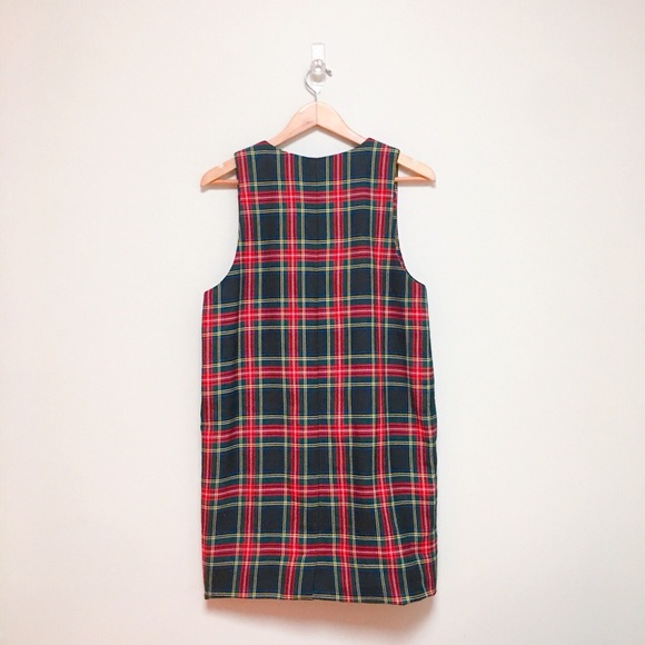 90s Black & Red Plaid Jumper Dress - Picture 4 of 4